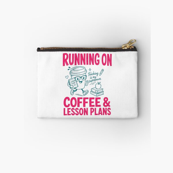 Item preview, Running On Coffee And Lesson Plans Retro Teacher Mascot designed and sold by ElcastDesigns.