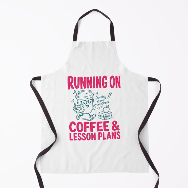 Item preview, Running On Coffee And Lesson Plans Retro Teacher Mascot designed and sold by ElcastDesigns.
