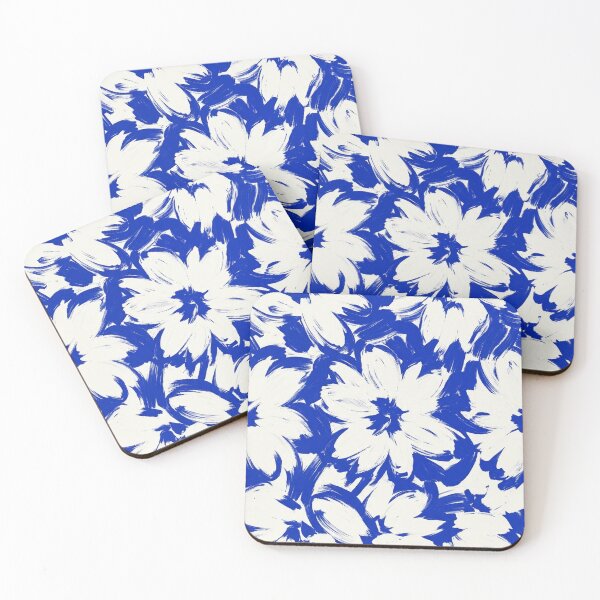 Item preview, Cobalt Blue Floral Brushstroke Pattern for Flower Art Lovers designed and sold by TM DESIGNS AND MORE.