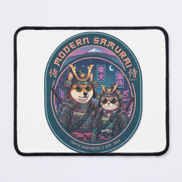 Item preview, Shiba Inu and Cat Samurai – Japanese Cute Armor Art designed and sold by Visual Chillout by GP .