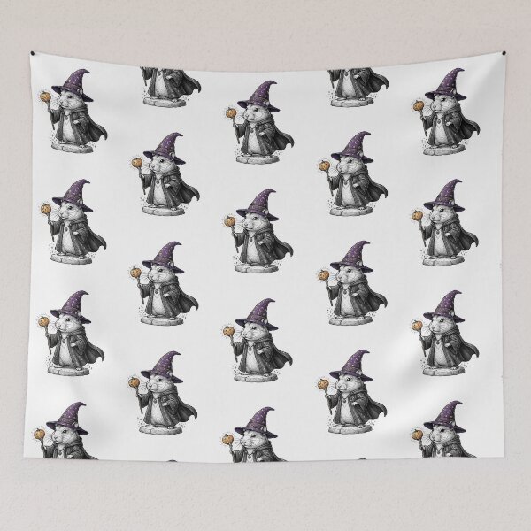 Item preview, Halloween Hamster Wizard in Purple Hat and Wand Cute Magic Fantasy designed and sold by SOUFIANE1991.