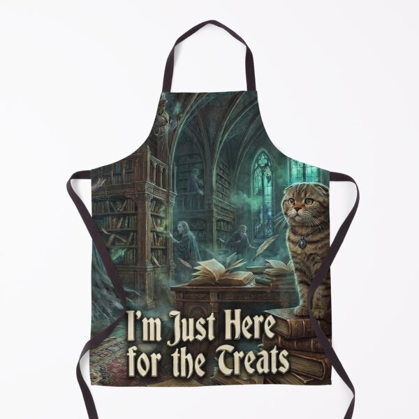 Item preview, Scottish Fold Cat Wizard Library Ghost Joke I'm Just Here for the Treats designed and sold by Ghostly Cats.