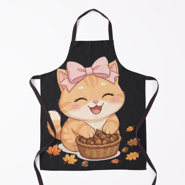 Item preview, Cute Fall Acorn Basket Cat Autumn Harvest designed and sold by Moody Vibes Studio.