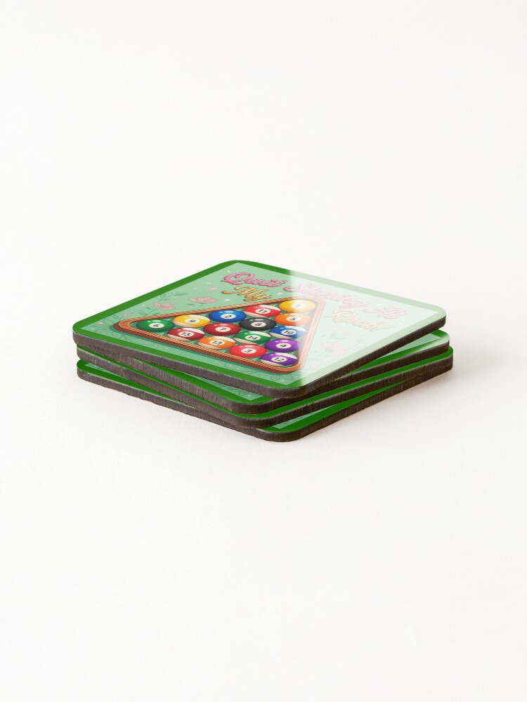 Thumbnail 4 of 5, Coasters (Set of 4), Quit Staring At My Rack! Humorous Billiards Rack designed and sold by ThreadRiotTees.