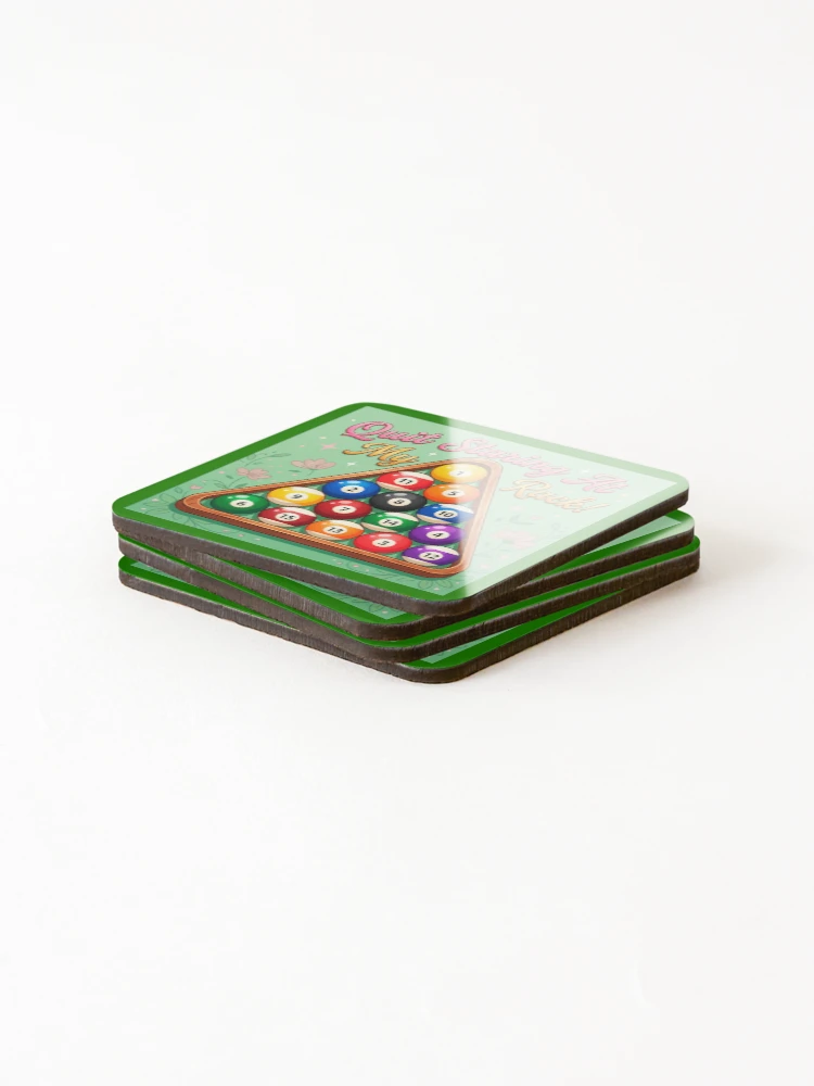Thumbnail 4 of 5, Coasters (Set of 4), Quit Staring At My Rack! Humorous Billiards Rack designed and sold by ThreadRiotTees.
