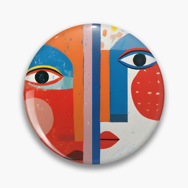 Item preview, Gemini Twin Faces in Bold Geometric Colors Celebrating Duality Through Modern Zodiac Wall Art designed and sold by OlfactoART Studio.