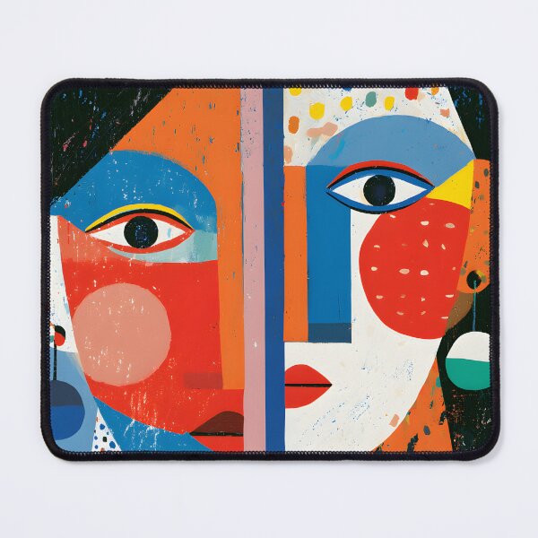Item preview, Gemini Twin Faces in Bold Geometric Colors Celebrating Duality Through Modern Zodiac Wall Art designed and sold by OlfactoART Studio.