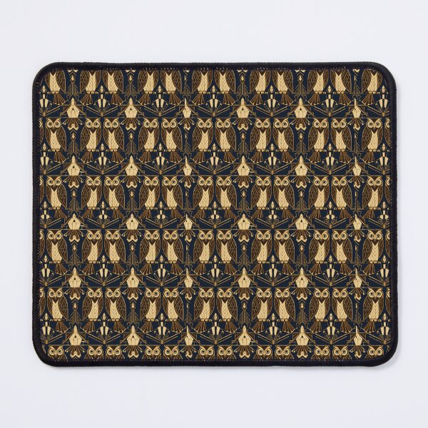 Item preview, Owl Art Deco Brown Gold Navy Seamless Pattern designed and sold by Inkworksbyshery.