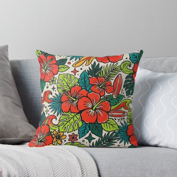 Item preview, Tropical Hibiscus Surf Pattern Retro Hawaiian Floral Design designed and sold by TM DESIGNS AND MORE.