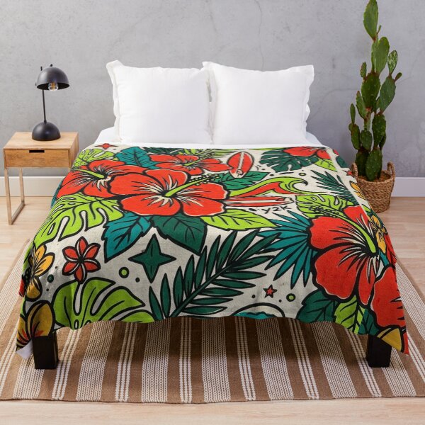 Item preview, Tropical Hibiscus Surf Pattern Retro Hawaiian Floral Design designed and sold by TM DESIGNS AND MORE.