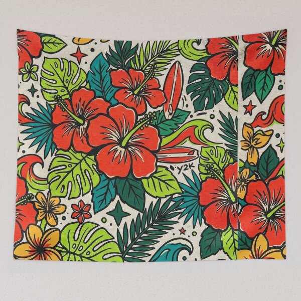 Item preview, Tropical Hibiscus Surf Pattern Retro Hawaiian Floral Design designed and sold by TM DESIGNS AND MORE.
