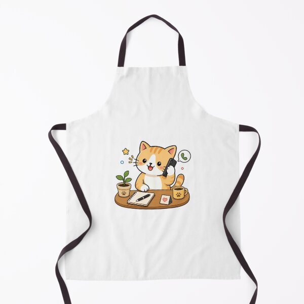 Item preview, Cute Cat Calling On Smartphone Kawaii Kitty Desk Work Illustration designed and sold by NoopnyangStudio.