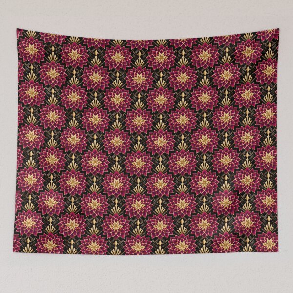 Item preview, Dahlia Art Deco Magenta Gold Seamless Pattern designed and sold by Inkworksbyshery.