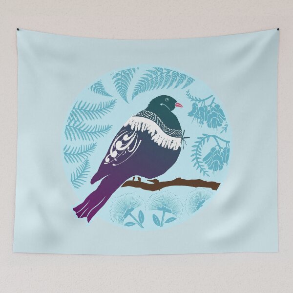 Item preview, Kereru in the Bush - Blue designed and sold by MY NEW ZEALAND.