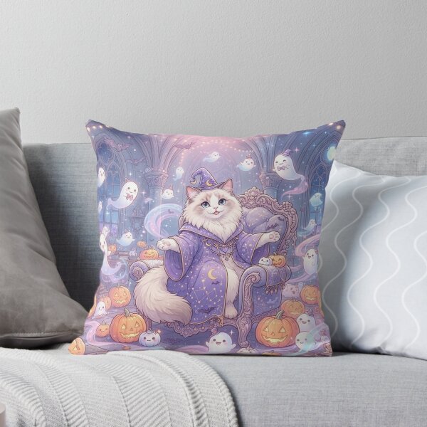 Item preview, Ragdoll Cat Wizard Halloween Spooky Cute Magic Ghost Pumpkin designed and sold by Ghostly Cats.