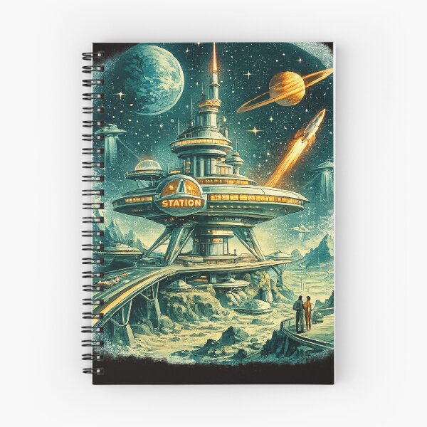 Item preview, Retro Space Station – Mid-Century Sci-Fi Graphic T-Shirt designed and sold by Del4xe.
