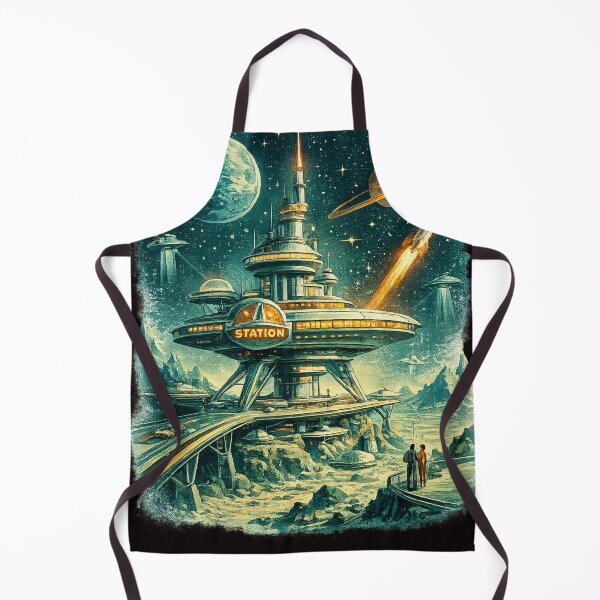 Item preview, Retro Space Station – Mid-Century Sci-Fi Graphic T-Shirt designed and sold by Del4xe.