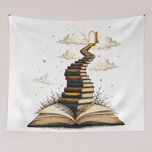 Item preview, Stairway of Books T-Shirt & Sticker | Journey Through Knowledge Illustration | Book Lover & Teacher Gift designed and sold by Sunday.Supply.