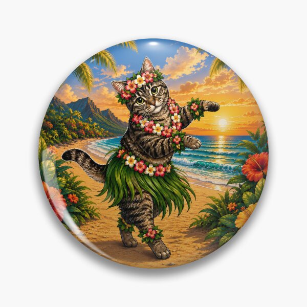 Item preview, Tropical Hula Cat Dancing at Sunset designed and sold by Moxie-Cat-Universe.