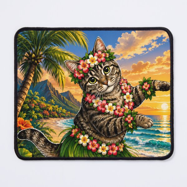 Item preview, Tropical Hula Cat Dancing at Sunset designed and sold by Moxie-Cat-Universe.