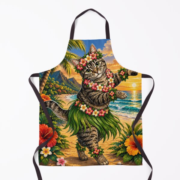 Item preview, Tropical Hula Cat Dancing at Sunset designed and sold by Moxie-Cat-Universe.