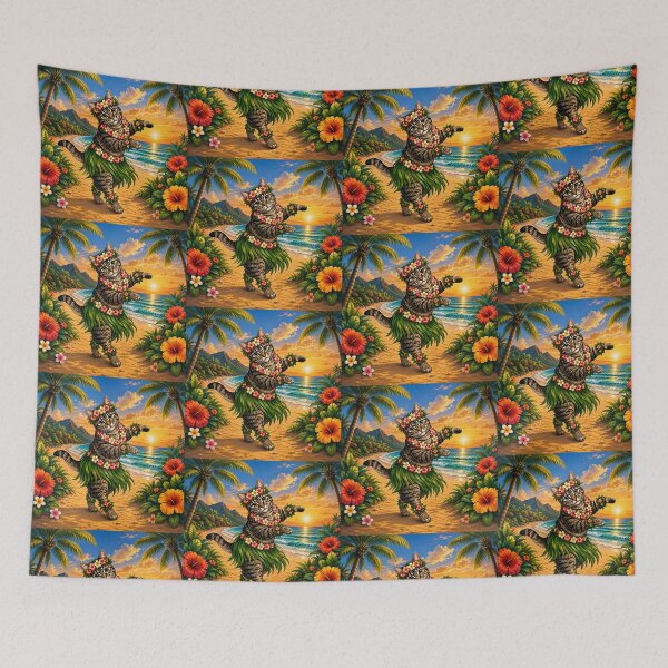 Item preview, Tropical Hula Cat Dancing at Sunset designed and sold by Moxie-Cat-Universe.