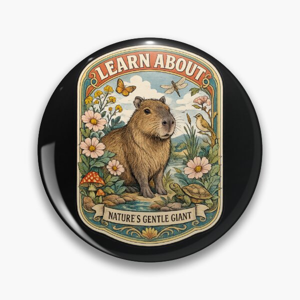 Item preview, Learn About Capybara – Nature's Gentle Giant Vintage Retro Wildlife Illustration designed and sold by AhmedZouita.