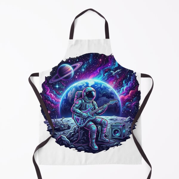 Item preview, Astronaut Playing Guitar on the Moon Neon Space Rock Art designed and sold by RoyArt0.