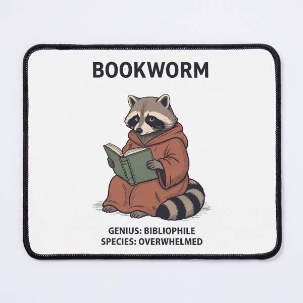 Item preview, Bookworm Raccoon Genius Bibliophile Species Overwhelmed designed and sold by BobbyTee Merch.