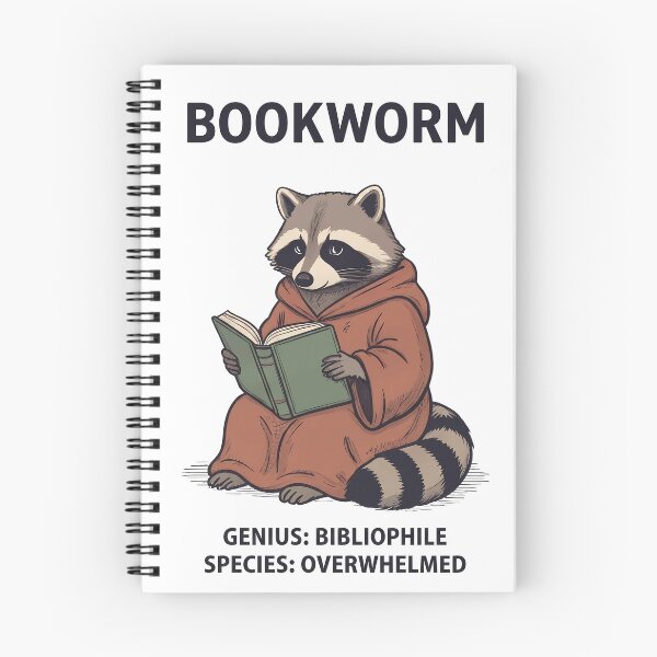 Item preview, Bookworm Raccoon Genius Bibliophile Species Overwhelmed designed and sold by BobbyTee Merch.