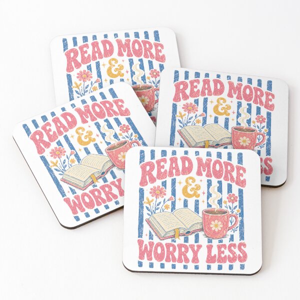 Item preview, Read More Worry Less Retro Open Book Coffee Lovers designed and sold by ElcastDesigns.