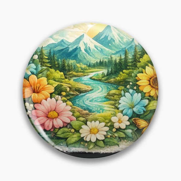 Item preview, Blooming Mountain Escape – Papercut Nature Landscape T-Shirt designed and sold by Del4xe.