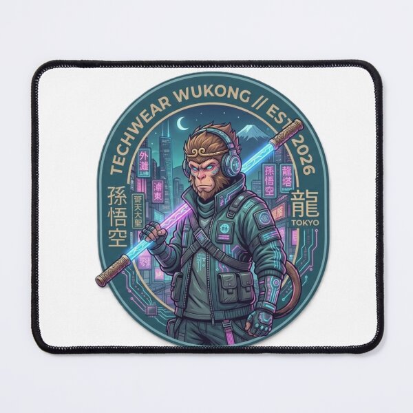 Item preview, Techwear Sun Wukong – Cyberpunk Monkey King Emblem designed and sold by Surviving Monday Club.
