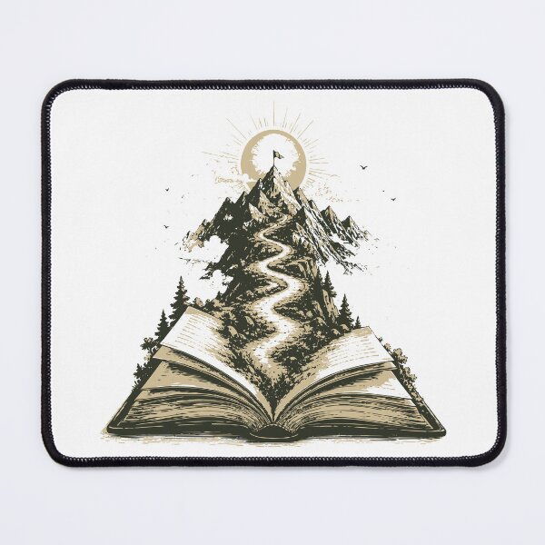 Item preview, Adventure Begins with a Book T-Shirt & Sticker | Open Book Mountain Landscape Illustration | Book Lover Gift designed and sold by Sunday.Supply.