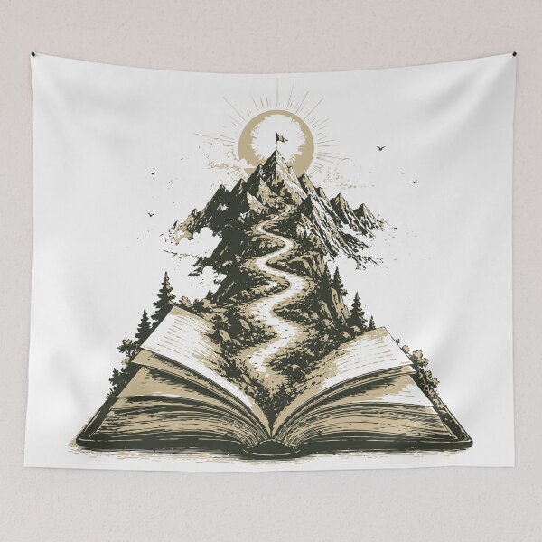 Item preview, Adventure Begins with a Book T-Shirt & Sticker | Open Book Mountain Landscape Illustration | Book Lover Gift designed and sold by Sunday.Supply.