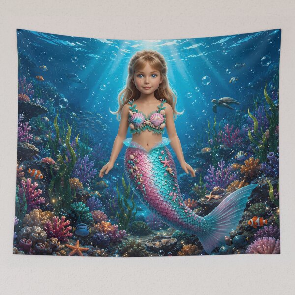 Item preview, Little Mermaid in an Enchanted Underwater Kingdom designed and sold by Moxie-Cat-Universe.