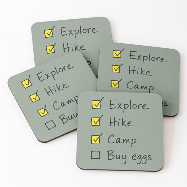 Item preview, Explore Hike Camp Buy Eggs Checklist designed and sold by InkwellCottage.