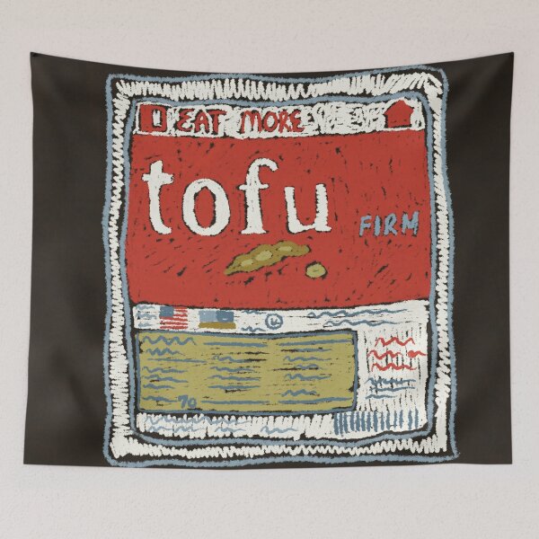 Item preview, tofu drawing kitchen art oil pastel designed and sold by KitschByKate.