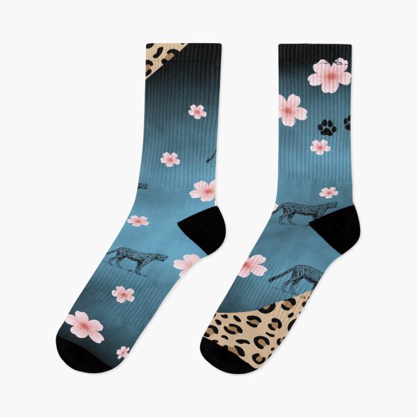 Item preview, Wild Cheetah Cherry Blossoms Blue Reimagined  designed and sold by MariahDaGoatedPrincess.