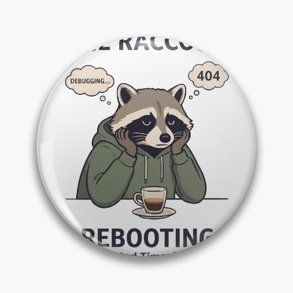 Item preview, Debugging Raccoon - 404 Error Rebooting Funny Tech Humor designed and sold by BobbyTee Merch.