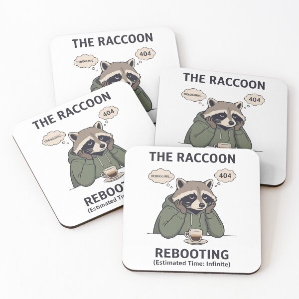 Item preview, Debugging Raccoon - 404 Error Rebooting Funny Tech Humor designed and sold by BobbyTee Merch.