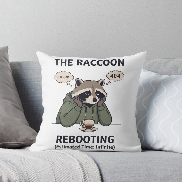 Item preview, Debugging Raccoon - 404 Error Rebooting Funny Tech Humor designed and sold by BobbyTee Merch.