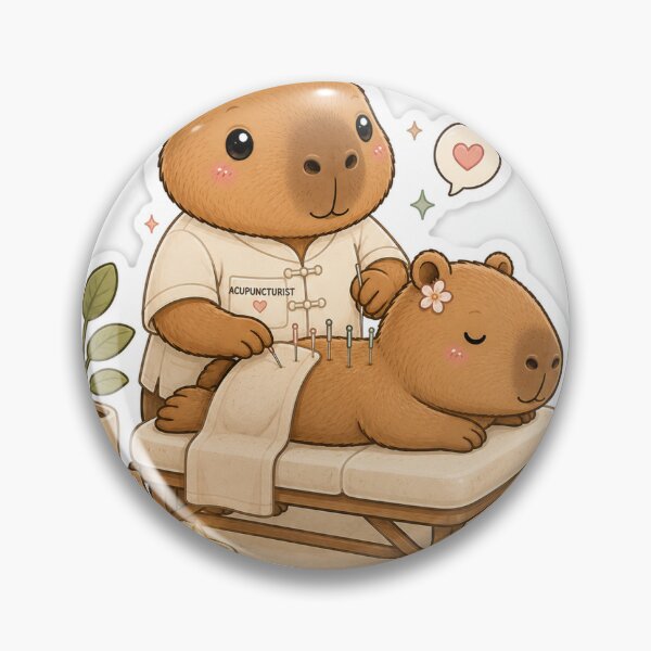 Item preview, Cute Acupuncturist Capybara Sticker | Kawaii Wellness Capybara designed and sold by palette fox.