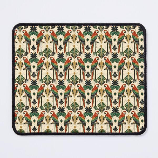 Item preview, Parrot Tropical Art Deco Emerald Gold Seamless Pattern designed and sold by Inkworksbyshery.