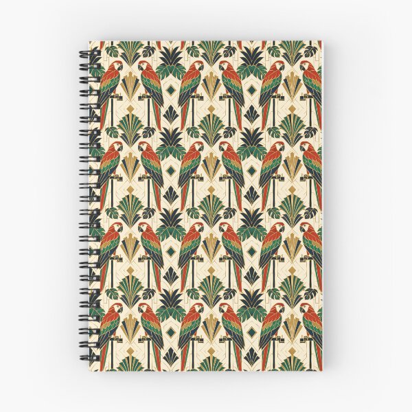 Item preview, Parrot Tropical Art Deco Emerald Gold Seamless Pattern designed and sold by Inkworksbyshery.