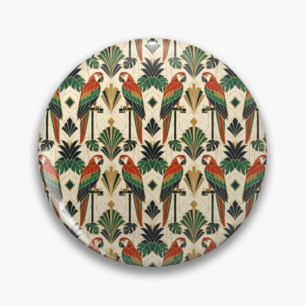Item preview, Parrot Tropical Art Deco Emerald Gold Seamless Pattern designed and sold by Inkworksbyshery.