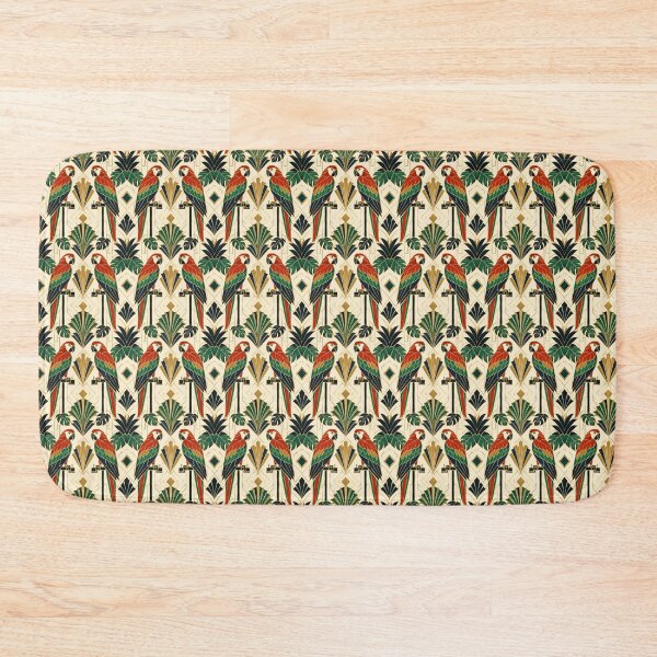 Item preview, Parrot Tropical Art Deco Emerald Gold Seamless Pattern designed and sold by Inkworksbyshery.