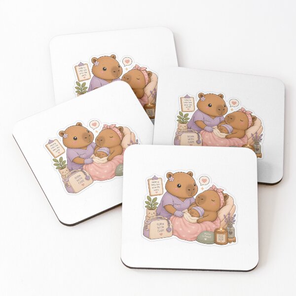Item preview, Cute Midwife Capybara Sticker | Kawaii Birth Worker Capybara designed and sold by palette fox.