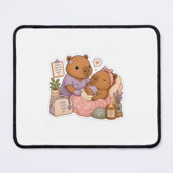 Item preview, Cute Midwife Capybara Sticker | Kawaii Birth Worker Capybara designed and sold by palette fox.