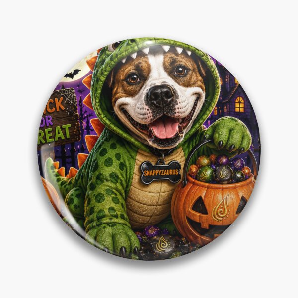 Artikelvorschau, Snappyzaurus Halloween Sticker | Cute Dinosaur Dog Trick or Treat entworfen und verkauft von Collins Design.